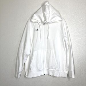 Under Armour Hoodie Mens XL White Full Zip Sweatshirt Jacket Athletic Logo
